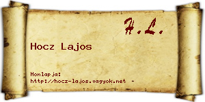 Hocz Lajos névjegykártya